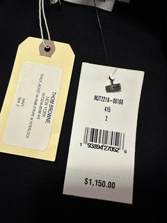 NWT $1150 Thom Browne Мужская куртка с полосками по бокам Черная спортивная куртка на молнии 2 (M)