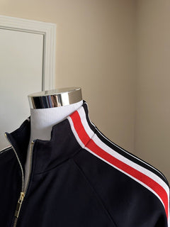 NWT $1150 Thom Browne Мужская куртка с полосками по бокам Черная спортивная куртка на молнии 2 (M)