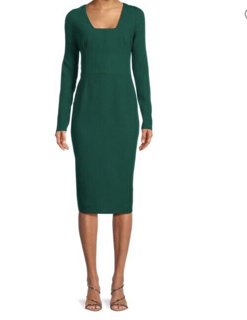 New $2645 DOLCE&GABBANA Hunter Virgin Wool Blend Sheath Midi Dress Green 52It/18