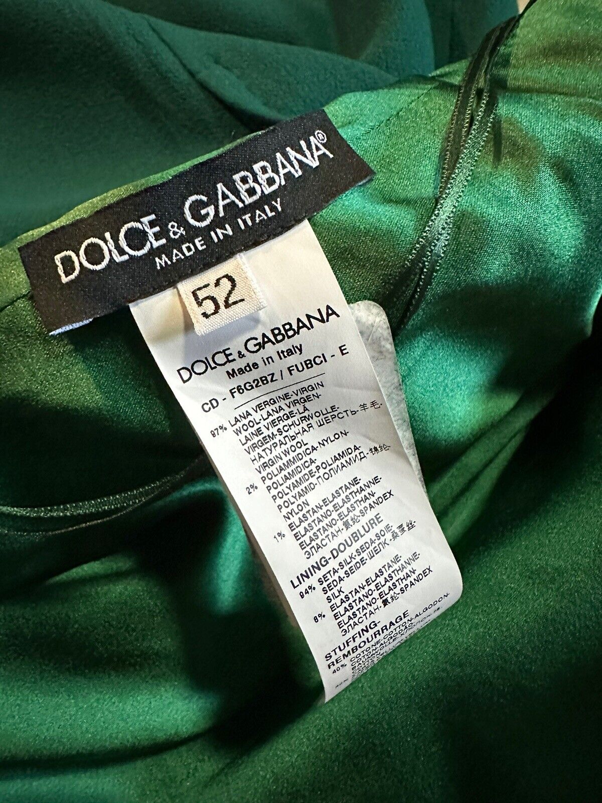 New $2645 DOLCE&GABBANA Hunter Virgin Wool Blend Sheath Midi Dress Green 52It/18