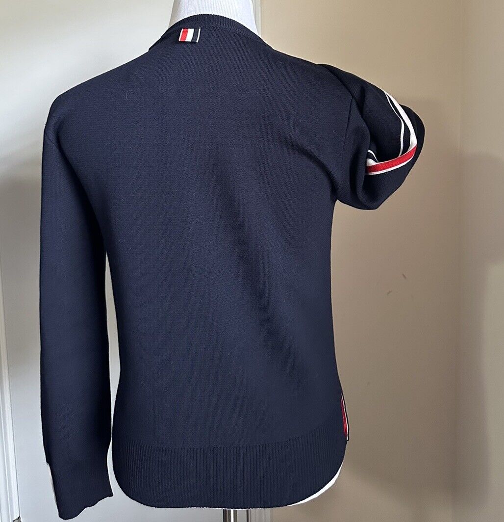 NWT $1190 Thom Browne Men Patch Pocket Merino Wool Blend Sweater Navy M ( 2 )