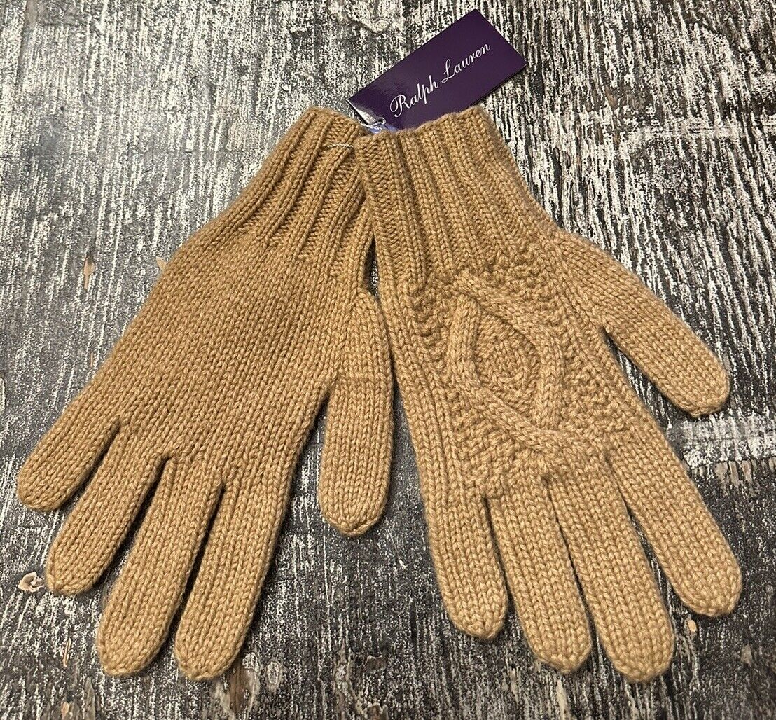 NWT $595 Ralph Lauren Purple Label Men’s Cashmere Gloves Brown One Size