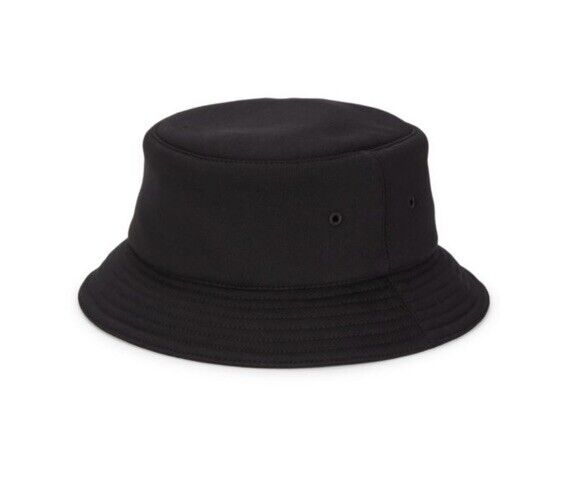NWT Burberry Slogan-Print Bucket Hat Black Size L Italy