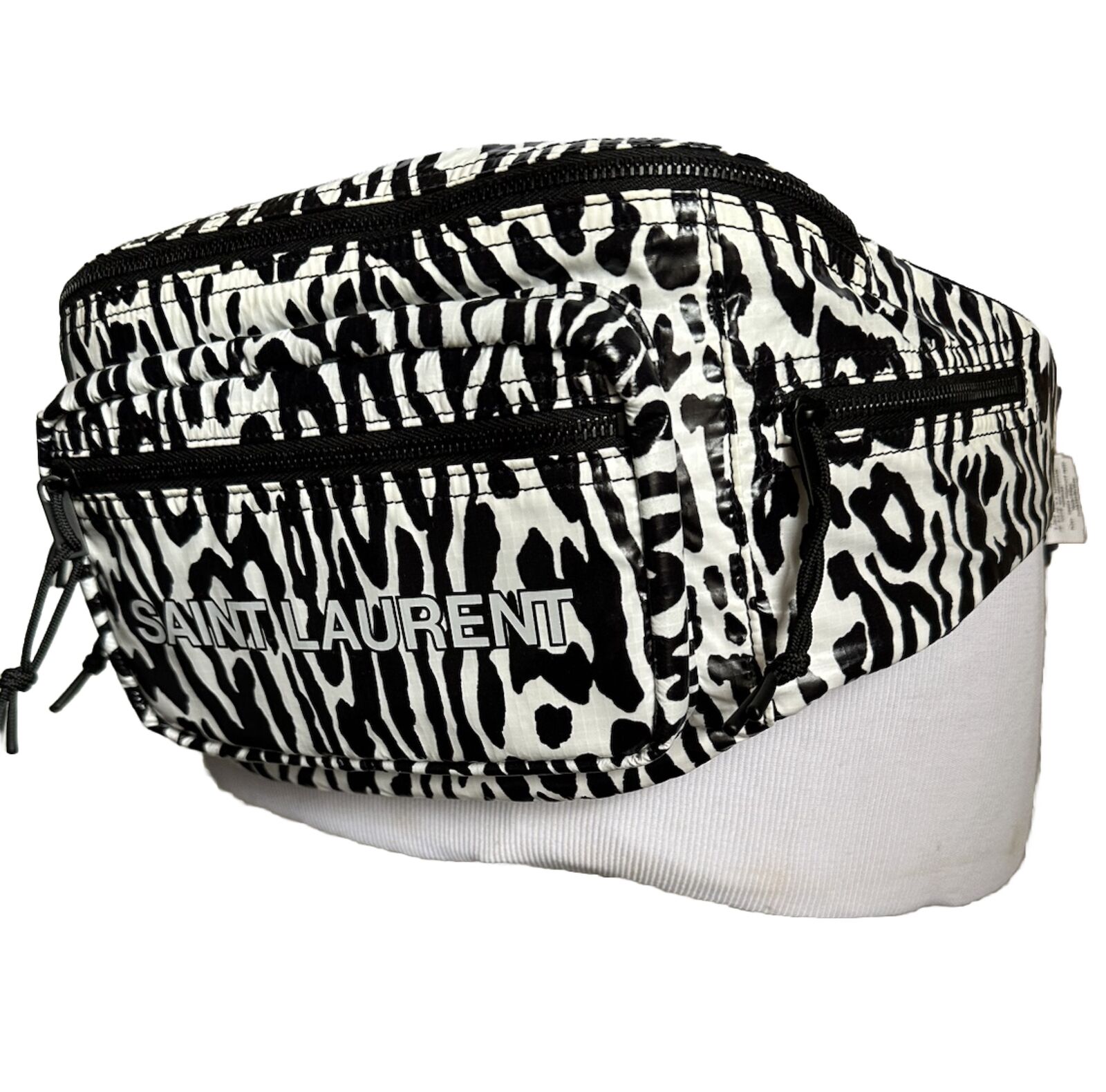 New Saint Laurent CROSSBODY BAG in leopard print nvlon Black/White