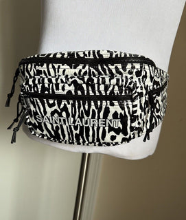 New Saint Laurent CROSSBODY BAG in leopard print nvlon Black/White