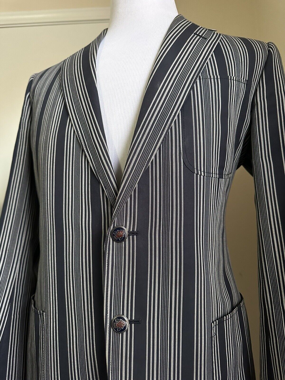 $2780 Gucci Tom Ford Men Iconic Sport Coat Blazer Navy/White 42R US/52R Eu