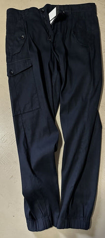 NWT $875 Giorgio Armani Men Linen/Cotton Jogging Cargo Pants Navy 32 US/48 Eu