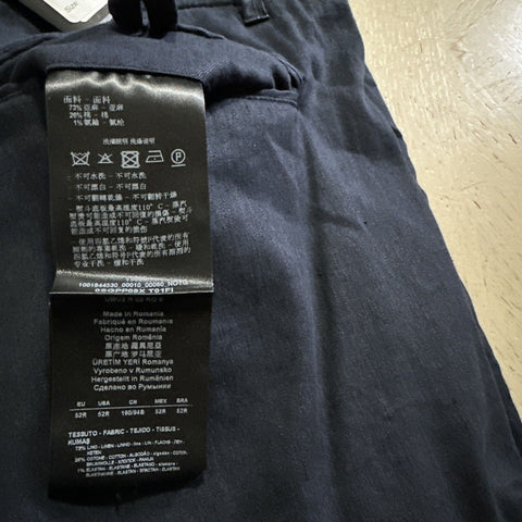 NWT $875 Giorgio Armani Men Linen/Cotton Jogging Cargo Pants Navy 36 US/52 Eu