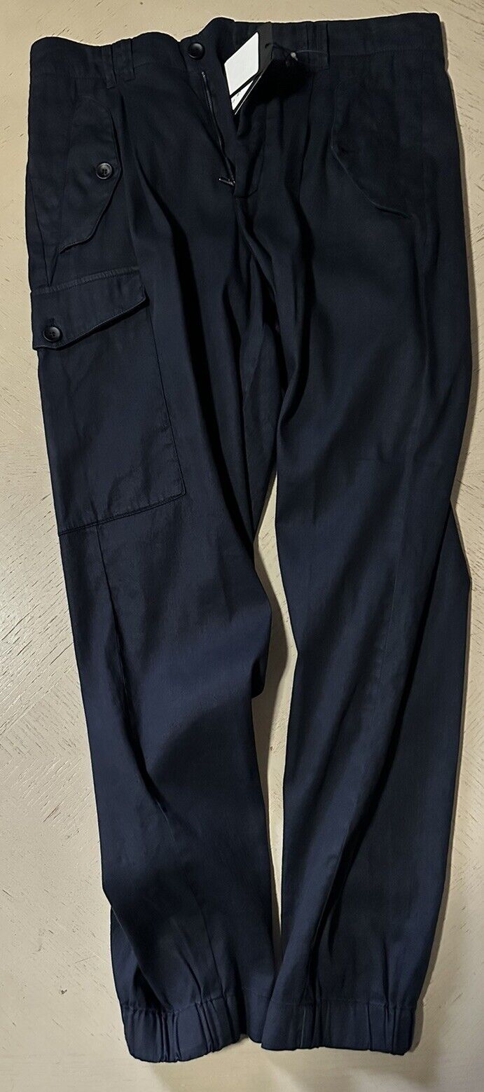 NWT $875 Giorgio Armani Men Linen/Cotton Jogging Cargo Pants Navy 36 US/52 Eu