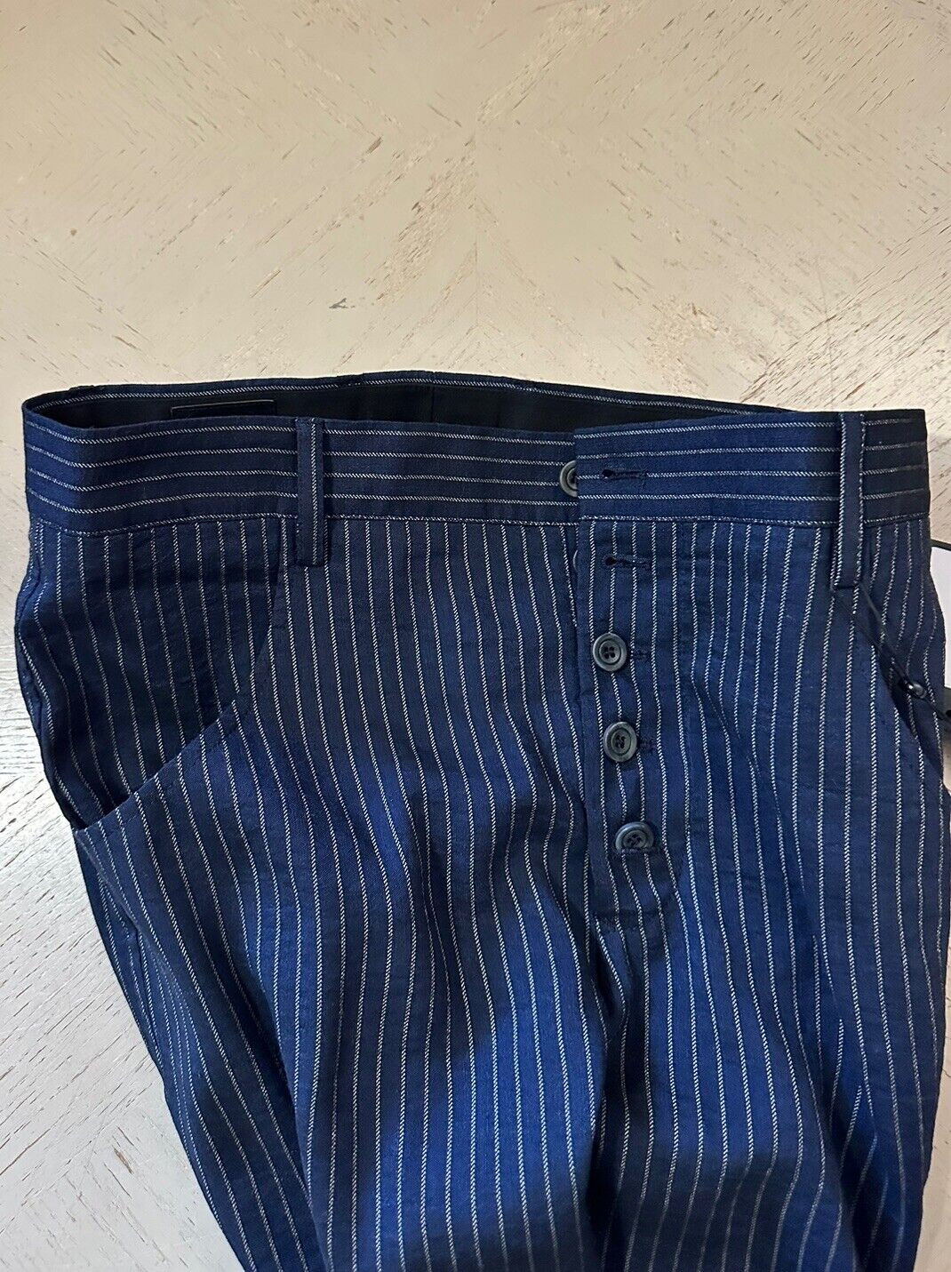 NWT $1195 Giorgio Armani Mens Pants Striped Blue 32 US/48 Eu Italy