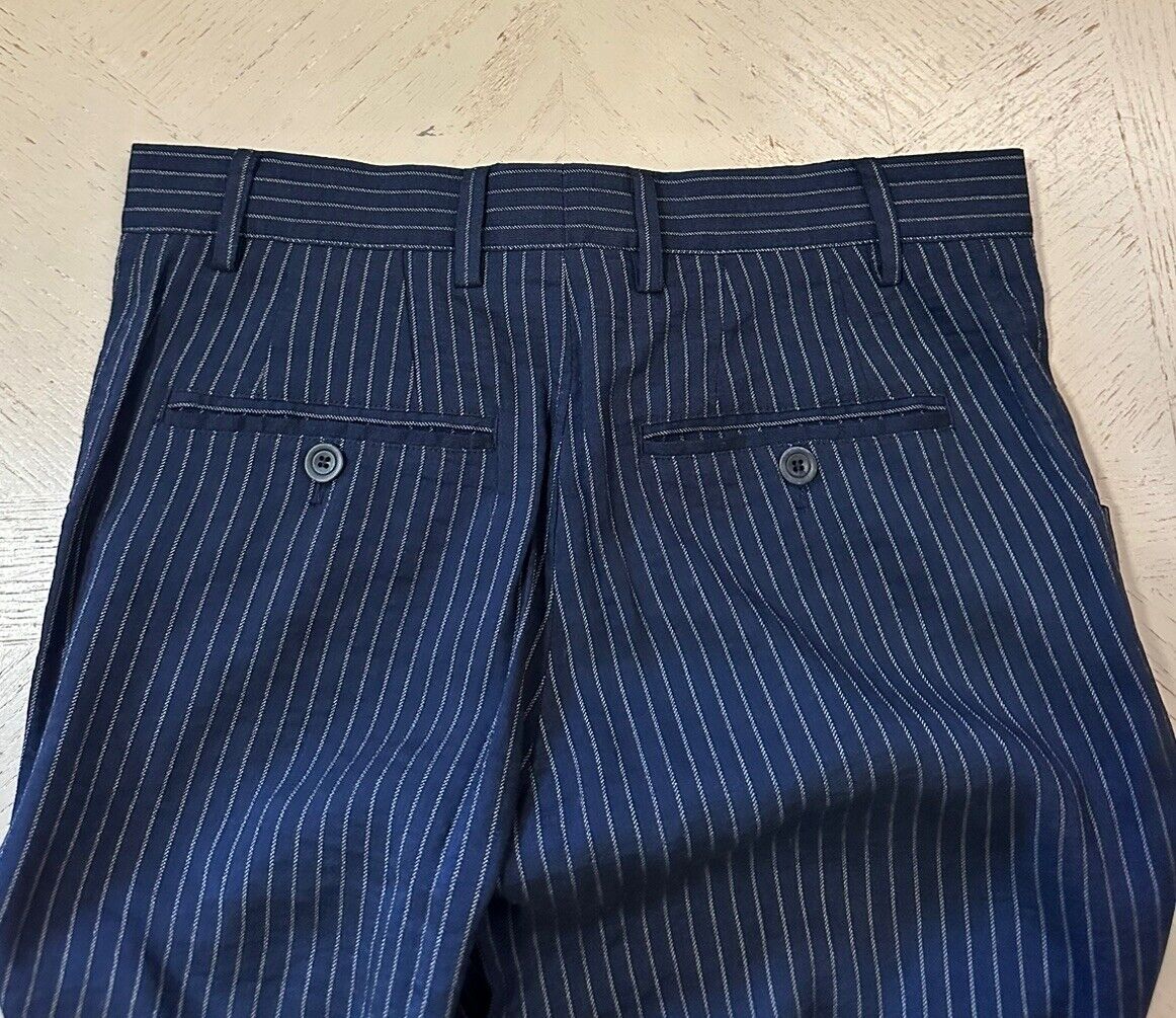 NWT $1195 Giorgio Armani Mens Pants Striped Blue 34 US/50 Eu Italy