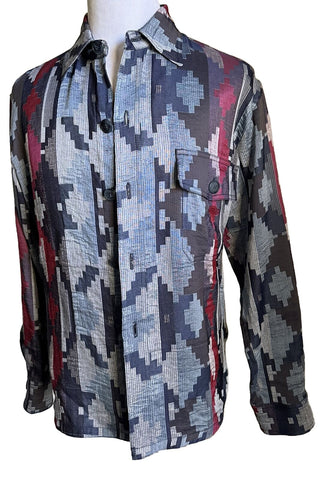 NWT $2195 Giorgio Armani Men Blazer Shirt Blue/Red/Multi 40 US/50 Eu Italy