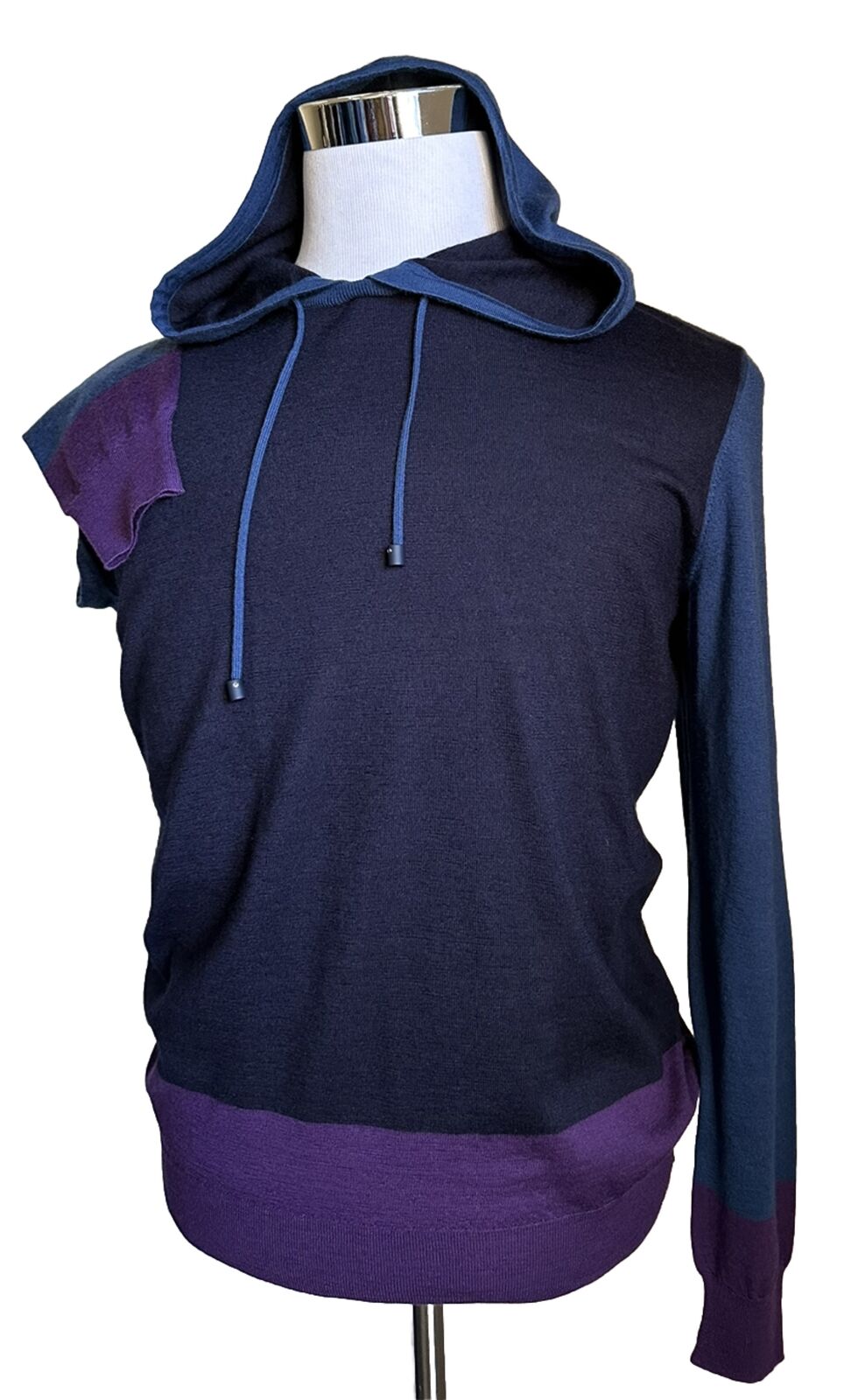 New $2095 Giorgio Armani Men’s hooded Sweater Navy/Blue/Purple 50 US ( M ) Ita