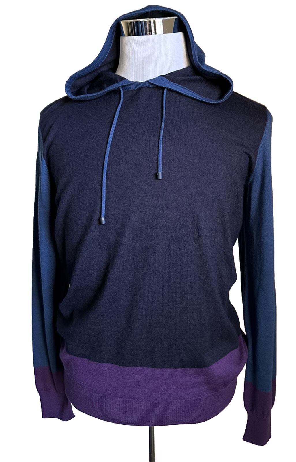 New $2095 Giorgio Armani Men’s hooded Sweater Navy/Blue/Purple 50 US ( M ) Ita