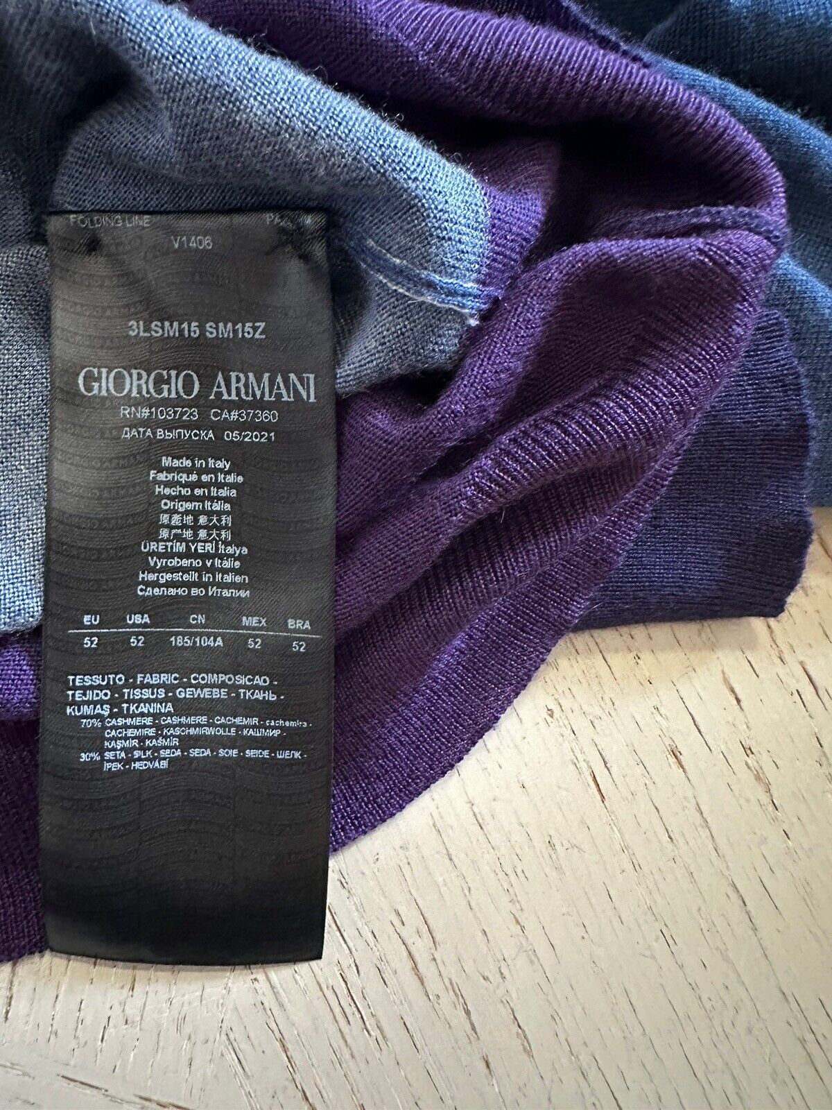 New $1795 Giorgio Armani Men’s Crewneck Sweater Blue/Navy 52 US ( L ) Italy