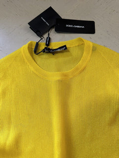 New $895 Dolce&Gabbana Capri Ribbed Long-Sleeve Top BRIGHT YELLOW 42/8