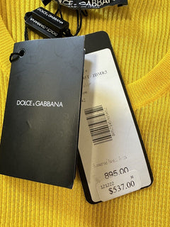 New $895 Dolce&Gabbana Capri Ribbed Long-Sleeve Top BRIGHT YELLOW 42/8