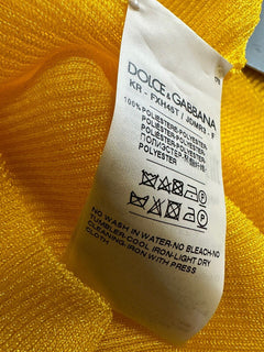 New $895 Dolce&Gabbana Capri Ribbed Long-Sleeve Top BRIGHT YELLOW 42/8