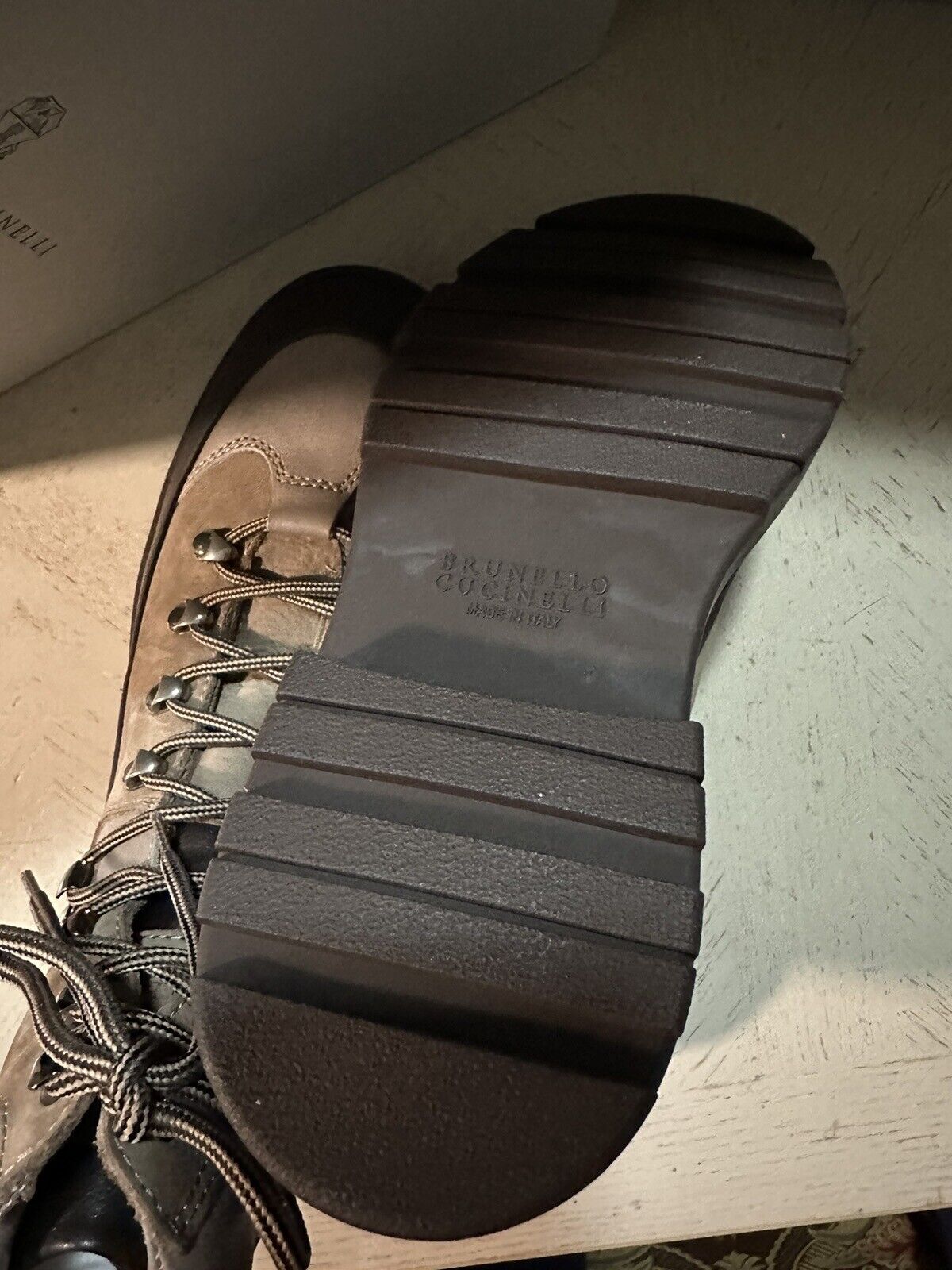 NIB $1495 Brunello Cucinelli Men’s Leather Boots Shoes Brown/Beige 10 US/43 Eu