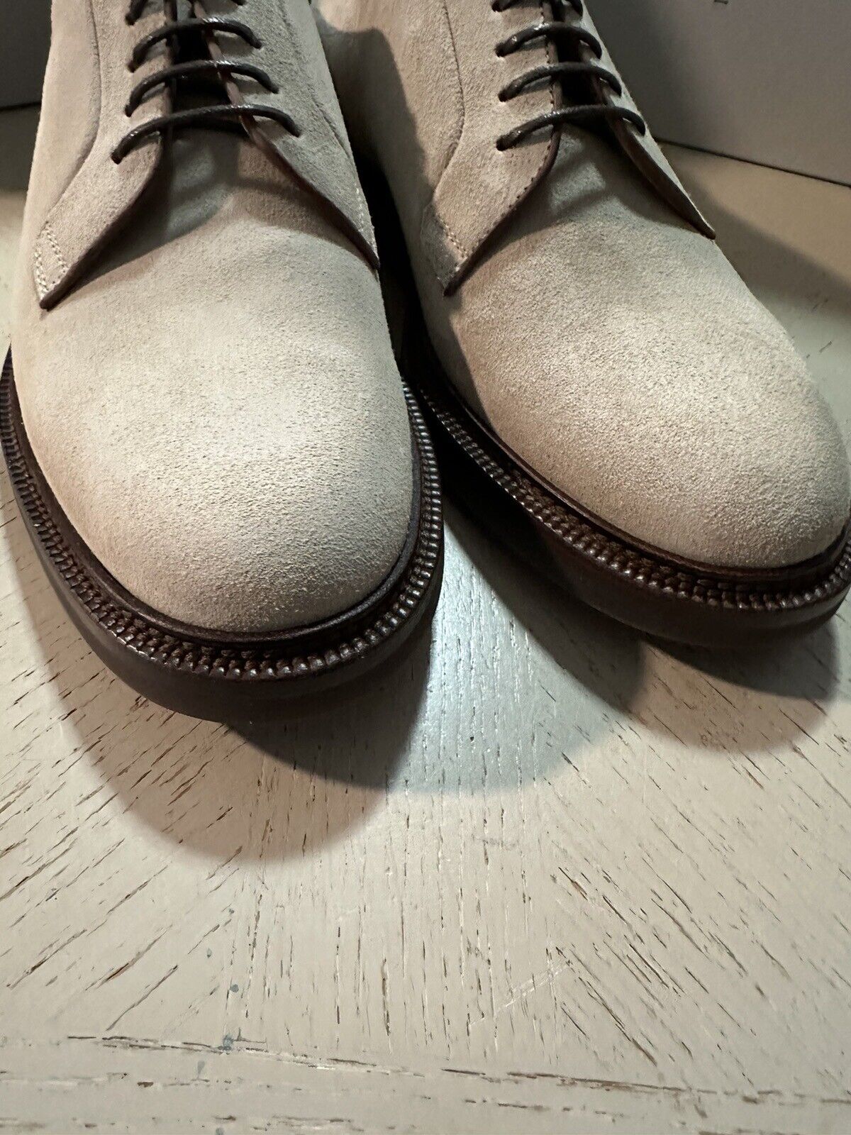 NIB $995 Brunello Cucinelli Men’s Suede Shoes Ivory 9 US/42 Eu