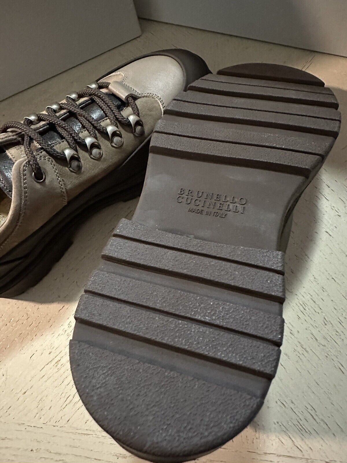NIB $1295 Brunello Cucinelli Men’s Leather/Suede Shoes Brown/Beige 9 US/42 Eu