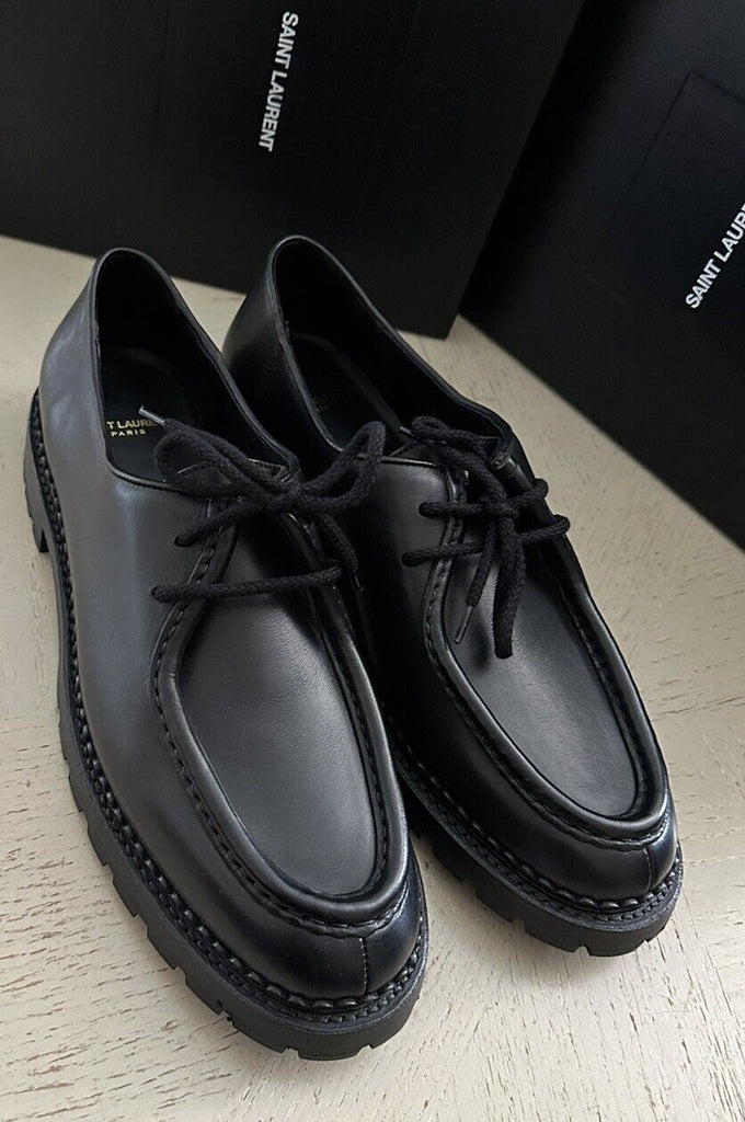 NIB $945 Saint Laurent Men Leather Shoes Black 12 US/45 Eu 687532