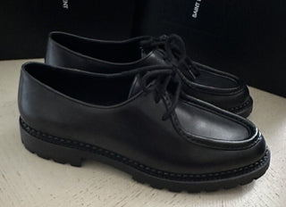 NIB $945 Saint Laurent Men Leather Shoes Black 12 US/45 Eu 687532