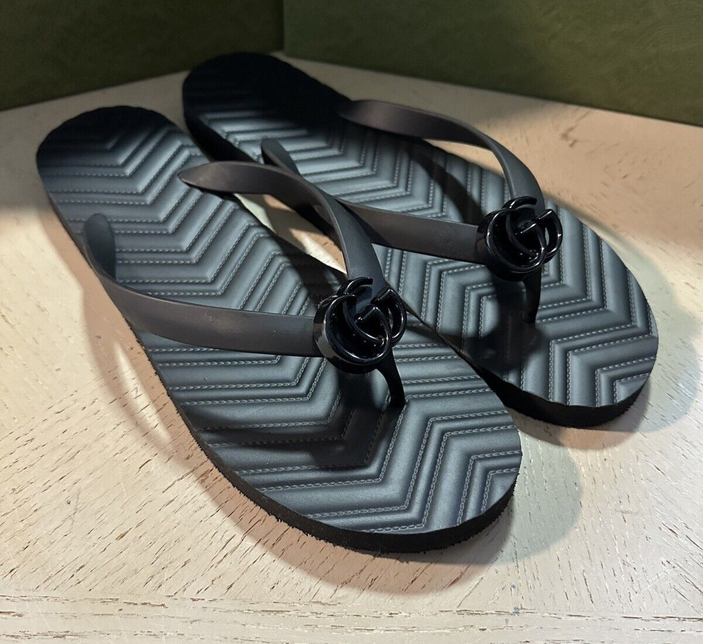 NIB Gucci Men SANDALS BLACK RUBBER FLIP FLOPS GG Logo Black 12.5 US/12 UK 659229