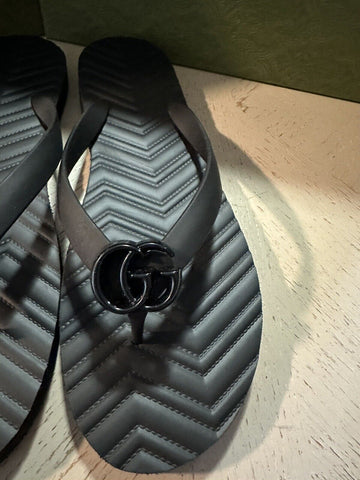 NIB Gucci Men SANDALS BLACK RUBBER FLIP FLOPS GG Logo Black 12.5 US/12 UK 659229