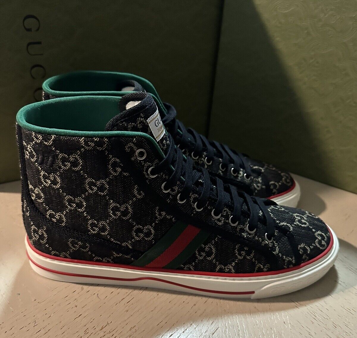 New Gucci Men GG Logo Canvas High-top Sneakers Black 11 US/10 UK 625807