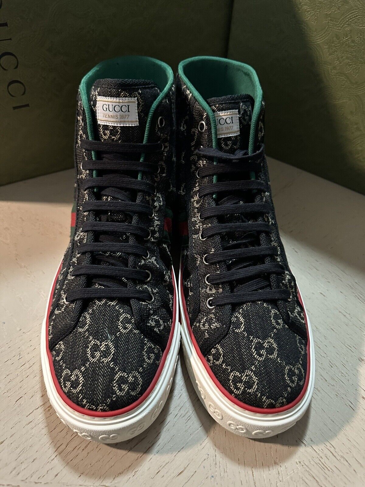 New Gucci Men GG Logo Canvas High-top Sneakers Black 11 US/10 UK 625807