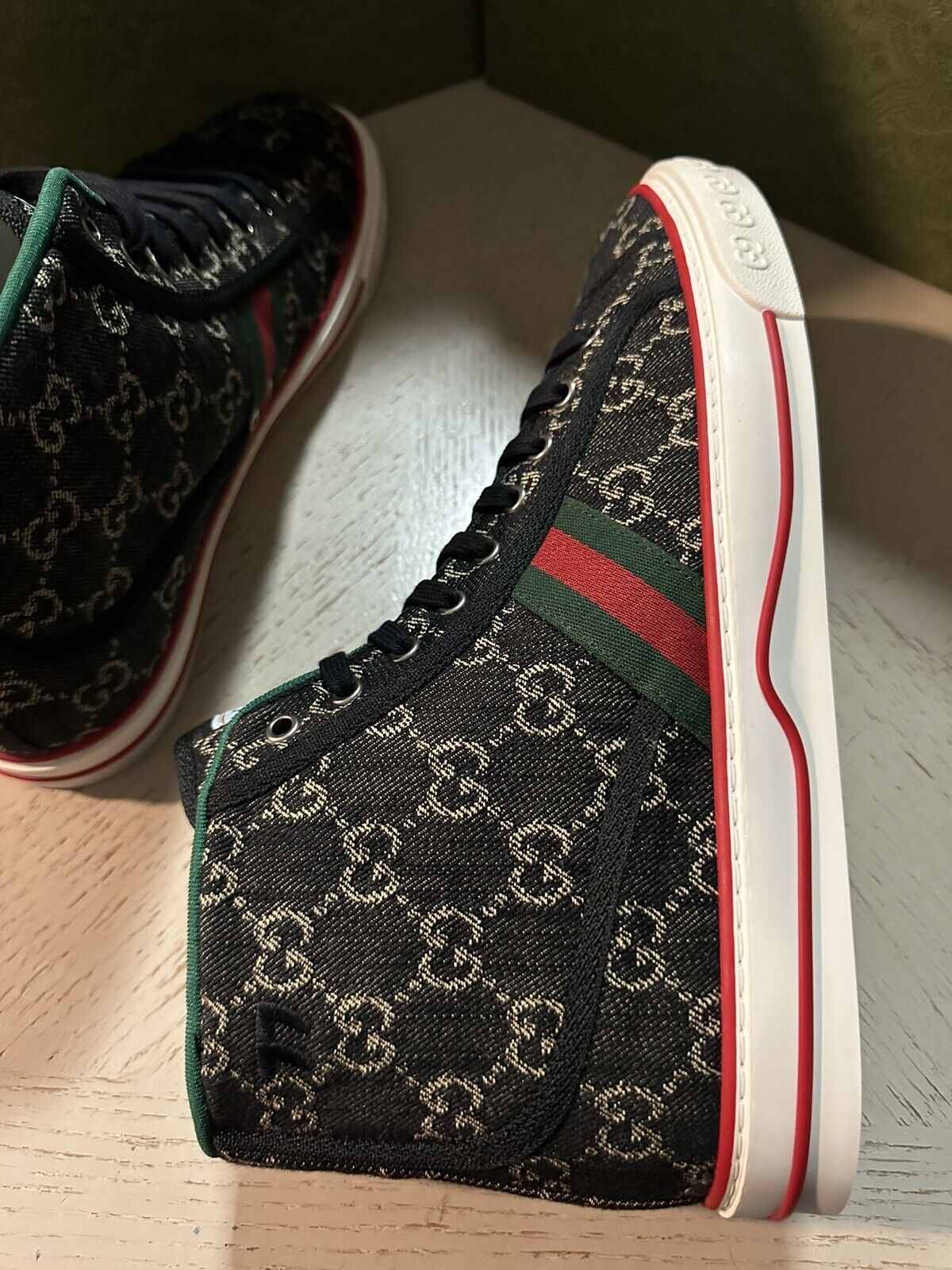 New Gucci Men GG Logo Canvas High-top Sneakers Black 11 US/10 UK 625807