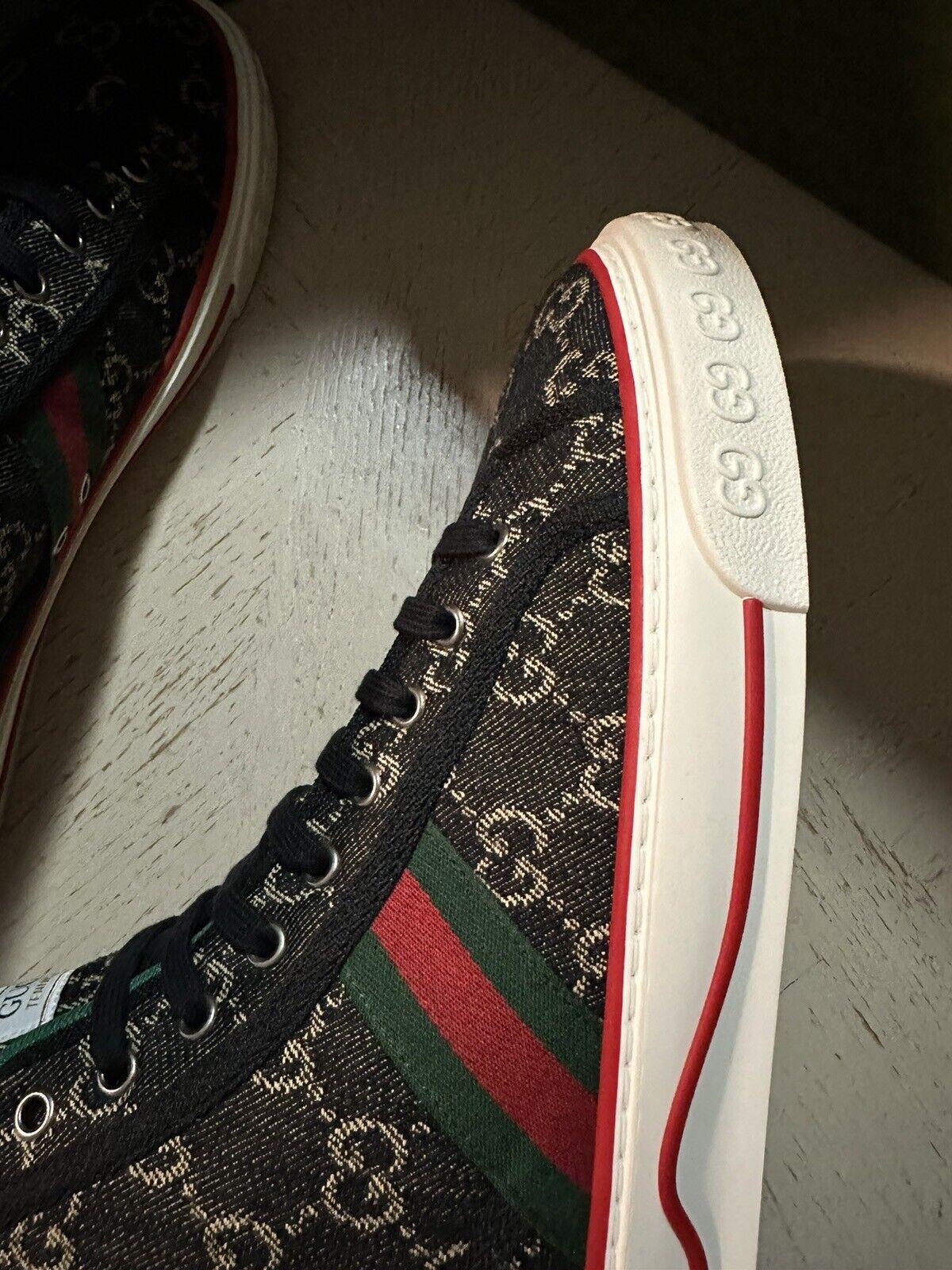 New Gucci Men GG Logo Canvas High-top Sneakers Black 11 US/10 UK 625807