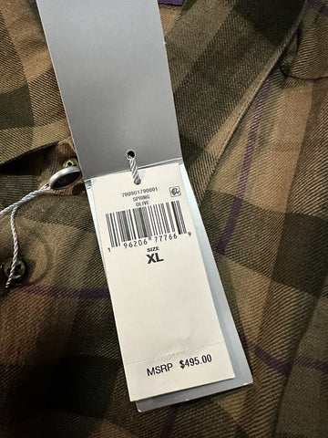 NWT $495 Ralph Lauren Purple Label Men Linen Shirt Olive XL Italy