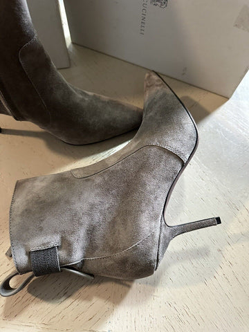 NIB $1795 Brunello Cucinelli Suede Monili-Embellished Ankle Boots Tan 11 US/41 E