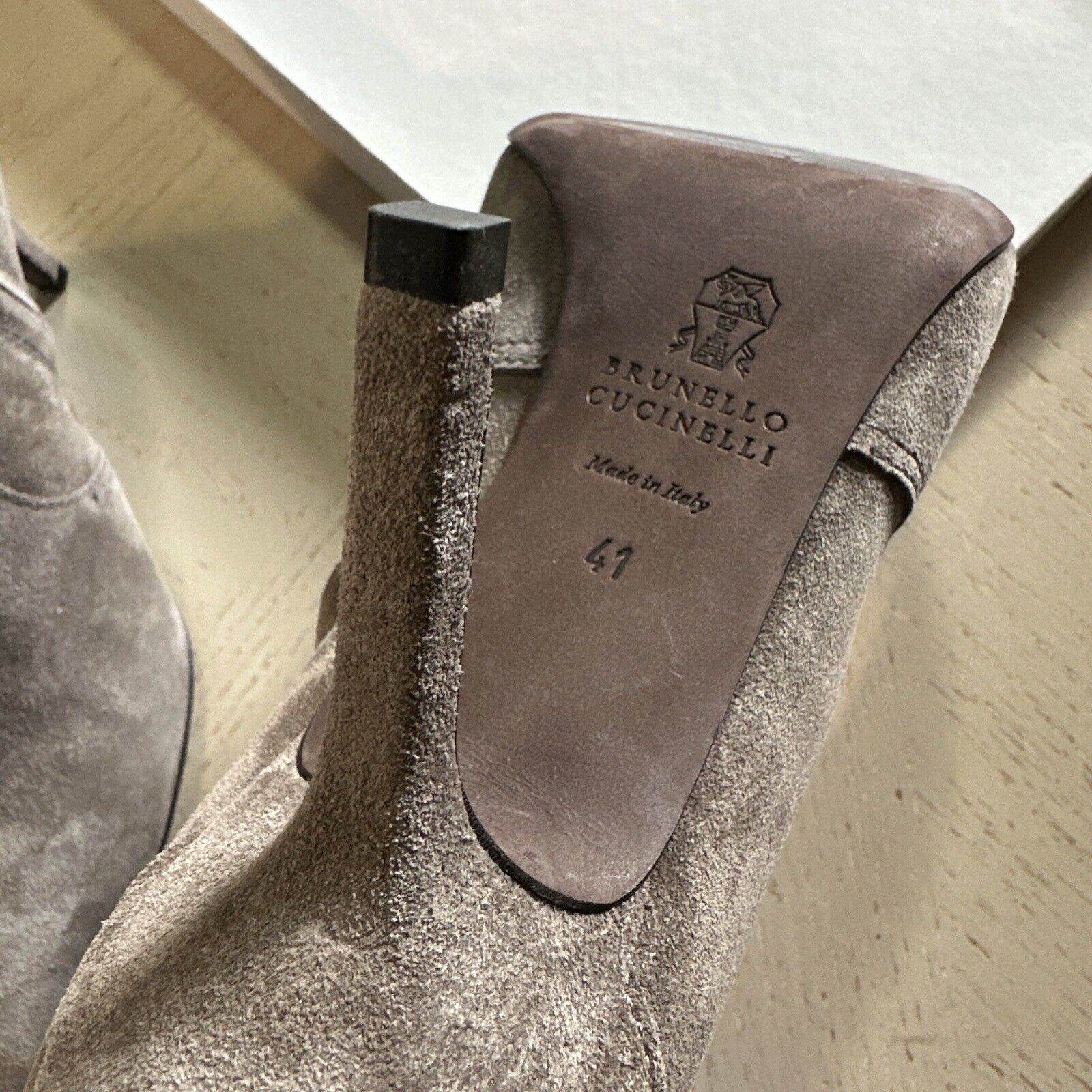 NIB $1795 Brunello Cucinelli Suede Monili-Embellished Ankle Boots Tan 11 US/41 E