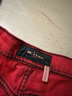 NWT $1895 Kiton Men Straight Leg Slim Fit Jeans Pants Red 34 US/50 Eu Italy
