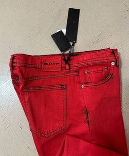 NWT $1895 Kiton Men Straight Leg Slim Fit Jeans Pants Red 34 US/50 Eu Italy