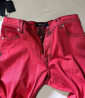 NWT $1895 Kiton Men Straight Leg Slim Fit Jeans Pants Red 34 US/50 Eu Italy