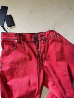 NWT $1895 Kiton Men Straight Leg Slim Fit Jeans Pants Red 34 US/50 Eu Italy