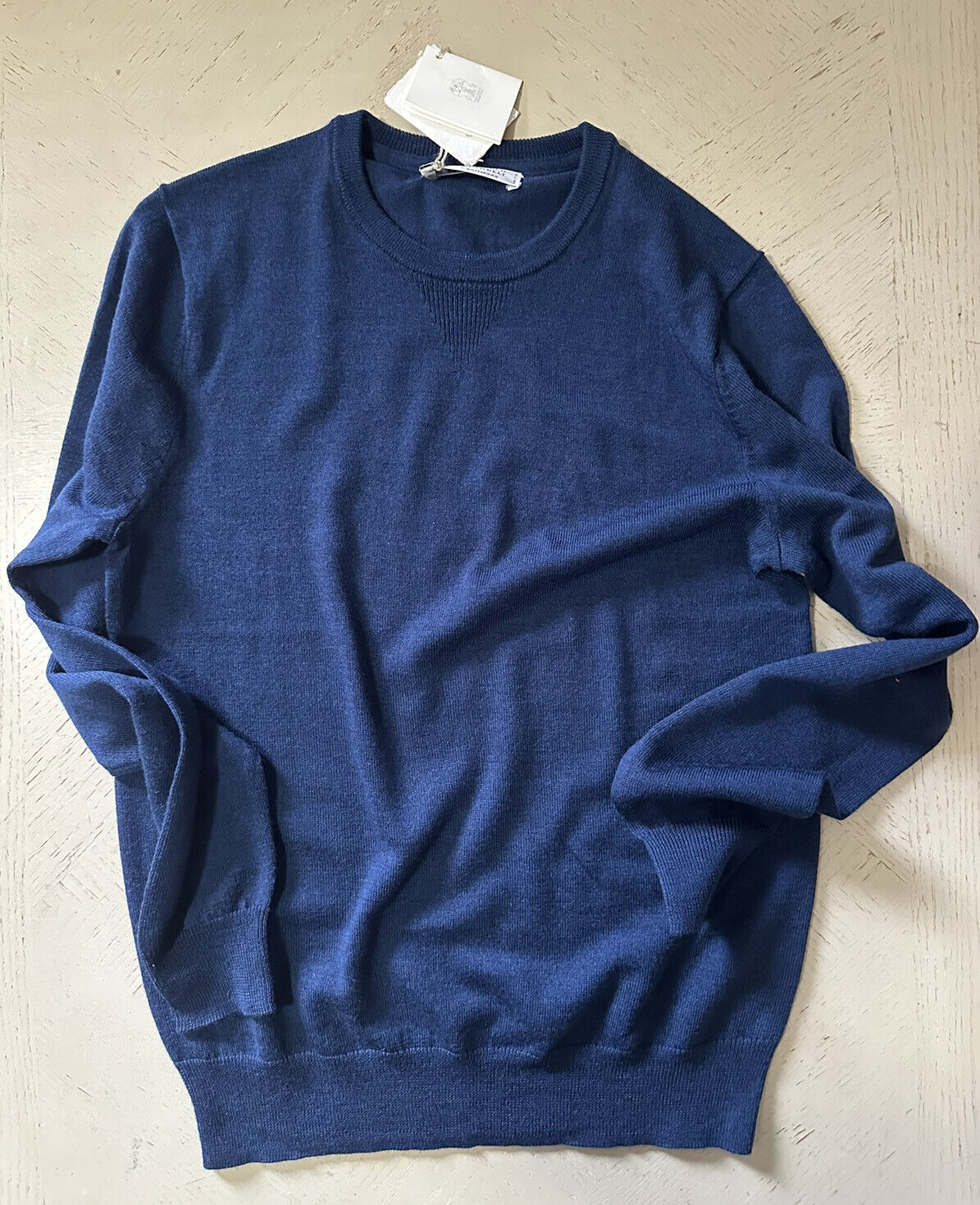 New $995 Brunello Cucinelli Men’s Crewneck Slim Fit Wool Sweater Blue Size M