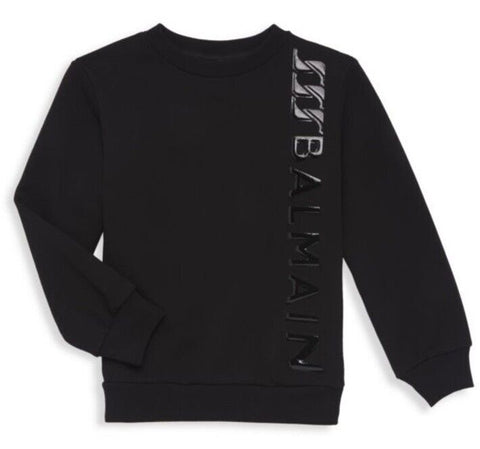 NWT $492 Balmain Little Kid's & Kid's Puffy Chain Logo Sweatshirt Black Size 4