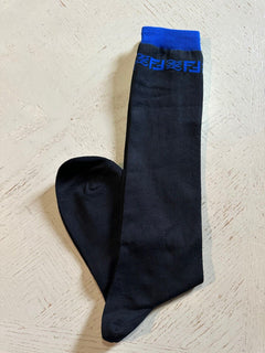 NWT $260 Fendi FF Logo Karligraphy Socks Black Size L  Italy