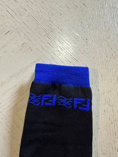 NWT $260 Fendi FF Logo Karligraphy Socks Black Size L  Italy