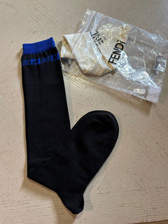 NWT $260 Fendi FF Logo Karligraphy Socks Black Size L  Italy