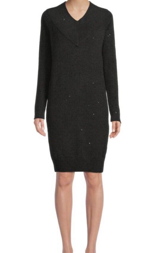 New $4495 Brunello Cucinelli Cashmere Blend Sweater Dress BLACK STONE Size S