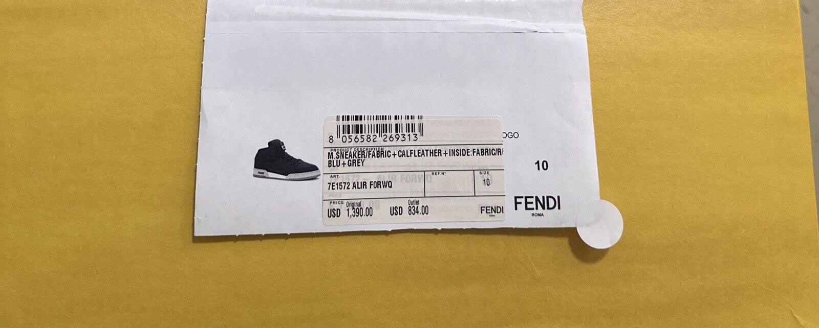 NIB $1390 Fendi Men FF Logo Nylon/Leather Match Sneakers Blue/Gray 11 US/10 UK
