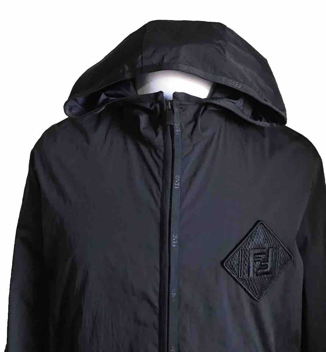 New $2350 Fendi Men’s Windbreaker Coat Black Size 38 US/48 It Italy