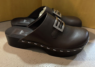 NIB $1250 Fendi Men’s Leather Sandal Shoes Color Coffee 10 US/9 UK 7D1576