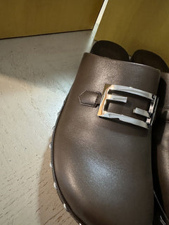 NIB $1250 Fendi Men’s Leather Sandal Shoes Color Coffee 10 US/9 UK 7D1576